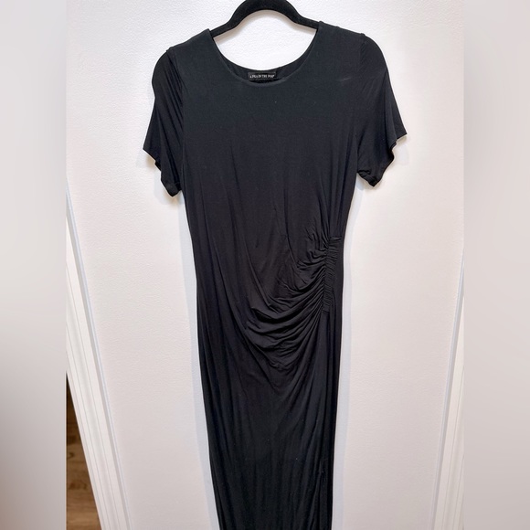 A Pea in the Pod - Black Maxi Side Ruched Maternity Dress - Size Large - Picture 3 of 5